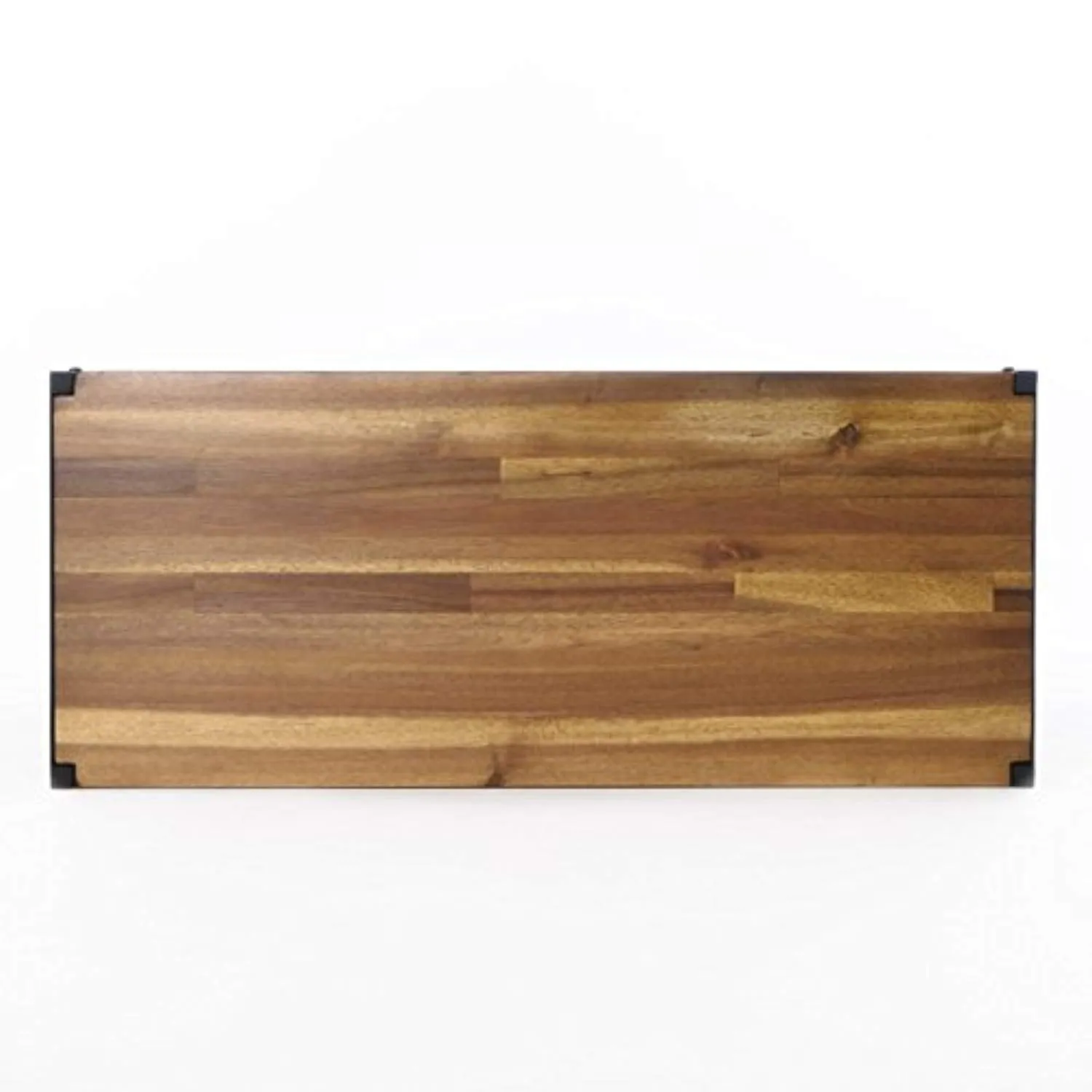 34" Wide Natural Stained Acacia Wood Bookcase with Rustic Metal Finished Iron Accents