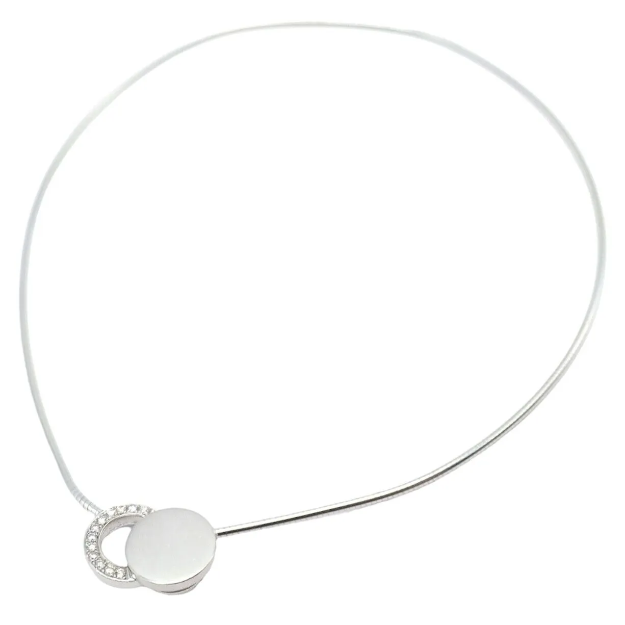 Rare! Authentic Modernist Dinh Van 18k White Gold Diamond Ombre De Lune Necklace