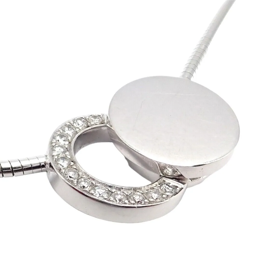 Rare! Authentic Modernist Dinh Van 18k White Gold Diamond Ombre De Lune Necklace