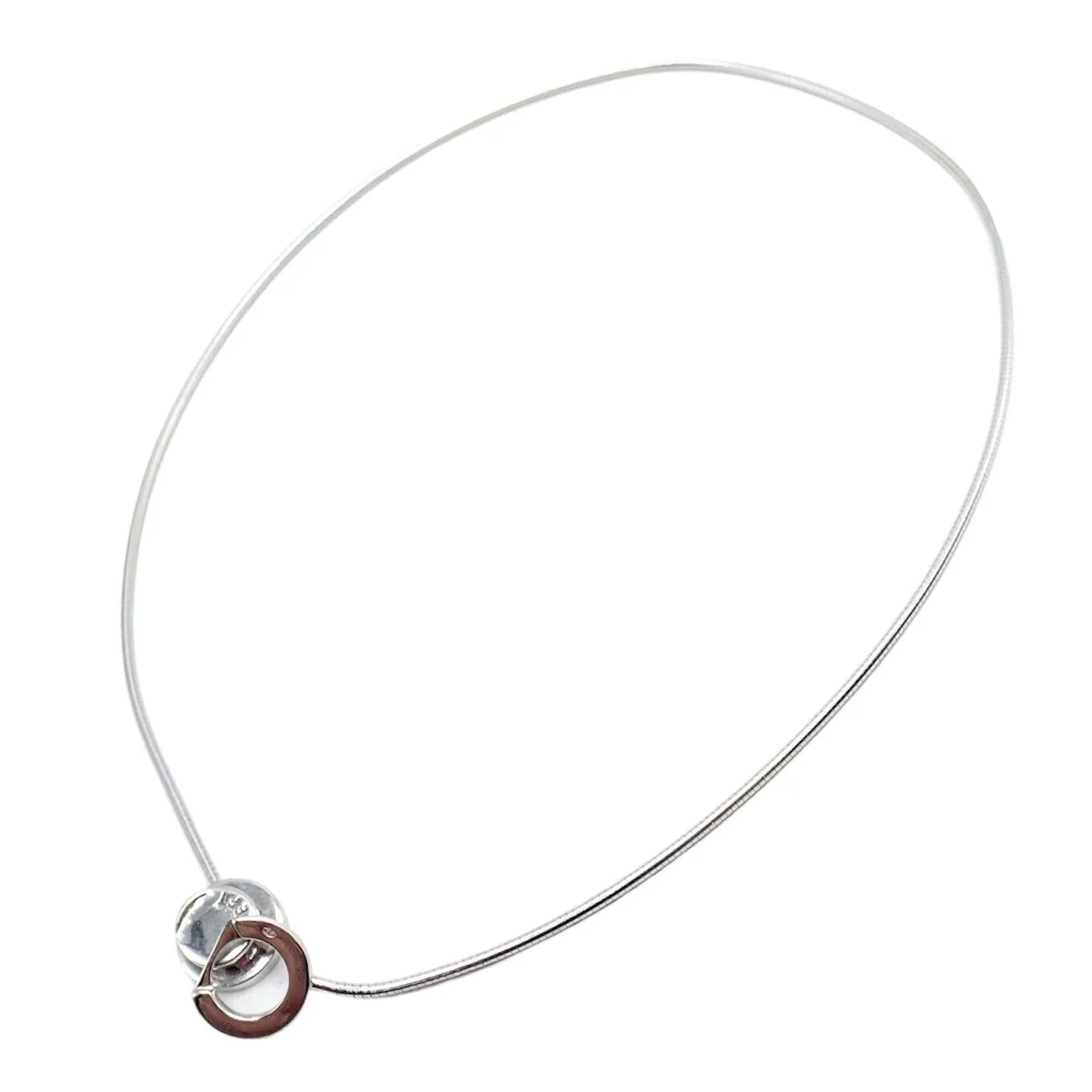 Rare! Authentic Modernist Dinh Van 18k White Gold Diamond Ombre De Lune Necklace