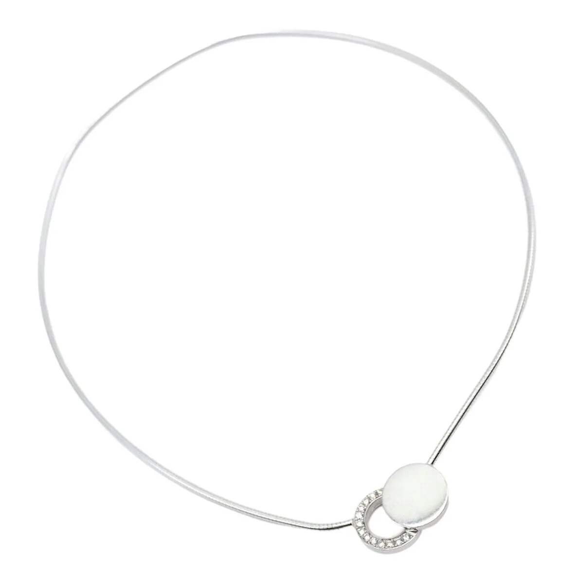 Rare! Authentic Modernist Dinh Van 18k White Gold Diamond Ombre De Lune Necklace